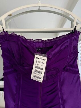 bebe Beetlejuice Purple Satin Corset Top